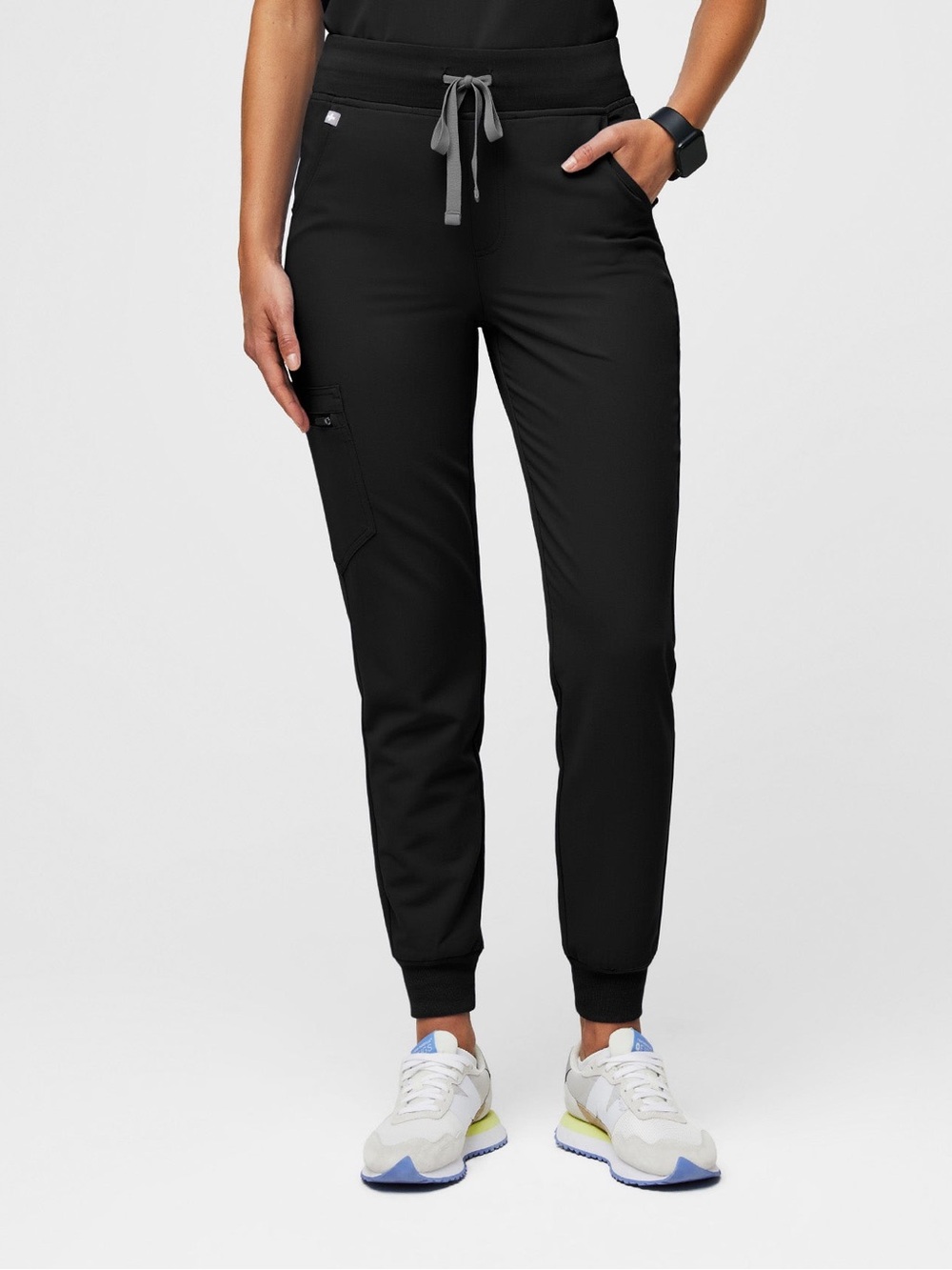 Figs Zamora High Waist Scrub Jogger Size Medium Petite Inseam Black